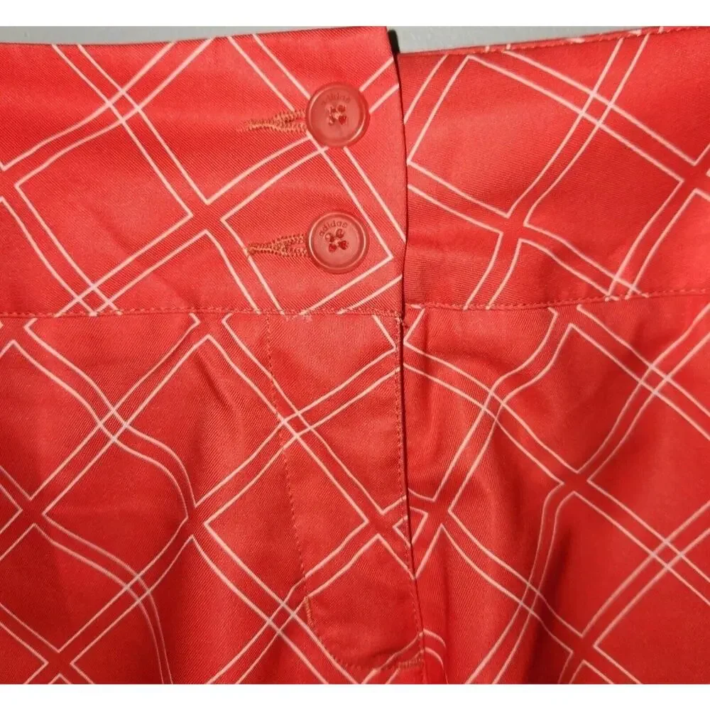 Adidas Golf Shorts Womens 6 Red Orange Geometry Mid Rise Light Weight Pockets